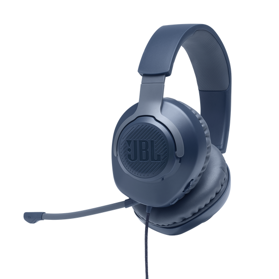 JBL Quantum 100 - Blue - Wired over-ear gaming headset with flip-up mic - Hero